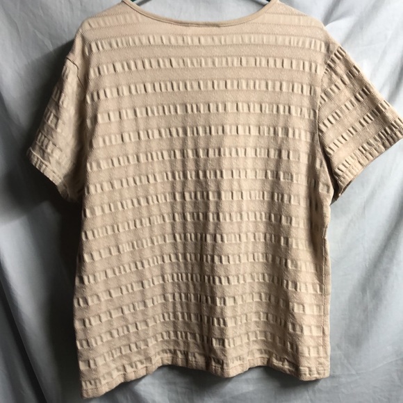 Khaki tan basic editions v neck blouse 1x guc - Picture 9 of 12